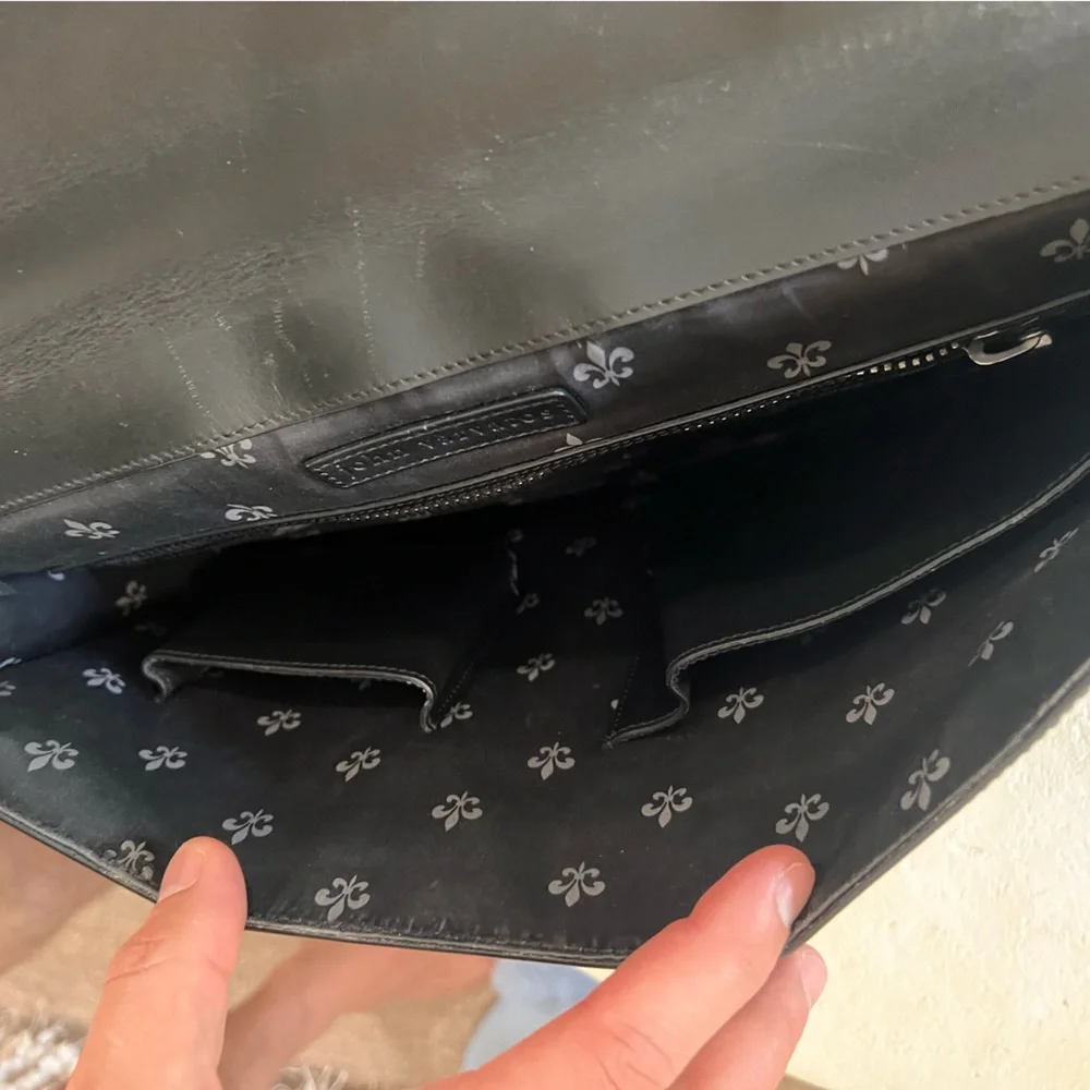 John Varvatos men’s leather briefcase.